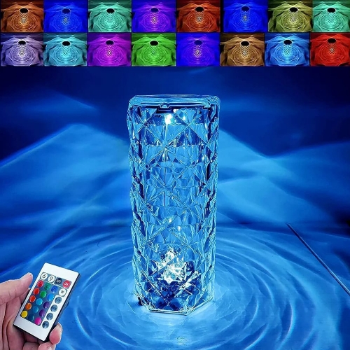 Crystal Lamp Color Changing, USB Rechargeable Lamp with Remote Control Table Lamp  (7 cm, Multicolor)
