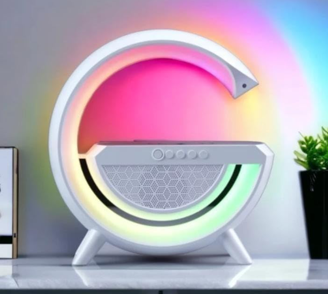 HONYMAN Google Speaker Wireless Charger Speaker FM Radio 6 RGB Music sync 15W Fast Charging G Lamp