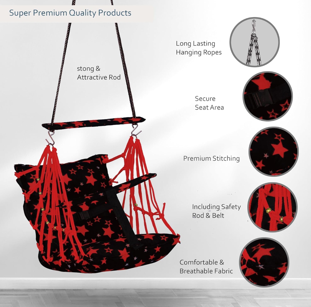 Sprointal® Swing for Kids, Baby Swing Chair Cotton Children Folding and Washable 1-5 Years Swing with Safety Belt,Home and Garden Jhula for Babies |Swing for Kids|Hanging Cradle