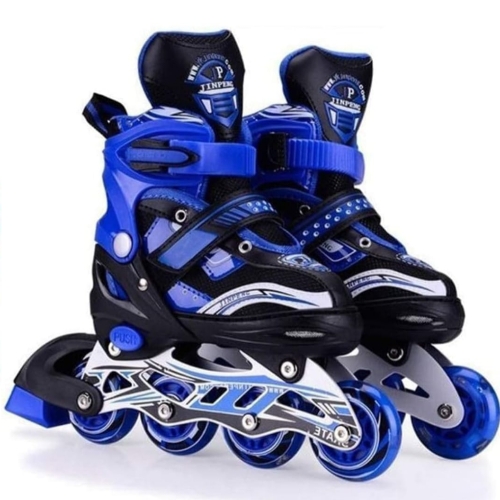 RYLAN Roller Skates for Girls Age Group 7-12 Years Adjustable Inline Skating Shoes with LED Flash Light On Wheels for Unisex Kids (Blue