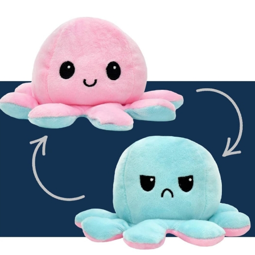 Storio Toy Octopus Plushie Reversible Soft Toys for Kids | Plush Soft Toys for Baby Boys and Girls | Octopus Soft Toy for Kids -18cm