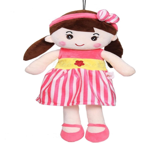 BeeWee® Plush Super Soft Toy Huggable for Girls (Cute Doll 40 Cms, Dark PinkQuality Embroidered Design: Each rag doll is carefully designed and features an embroidered mouth, as well as eyes. Each soft toy comes with a unique backdrop that can be used fo