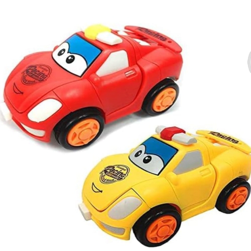 Mitan Education Unbreakable Bright Color Mini Racing converting car to Robot Friction Toy (Robot Car Small) one pice