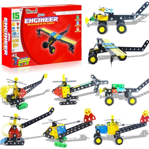 Mechanical Toys - Construction Toys for Kids Aged 8-14 Years Old,Stem Toys,DIY Kit,Best Birthday Gift for Boys &amp; Girls,Educational Games[Ultimate Air Force Construction Set-15 Models]UNLEASH LIMITLESS CREATIVITY - The Little Ones Air Force Constructio