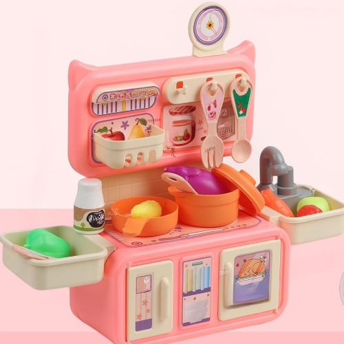 Pink Medium Dream Kitchen Set Pretend Play Toy for Kids with Working Sink Water Tap| Role Play Kitchen Set for Kids Girls Boys Big Size
