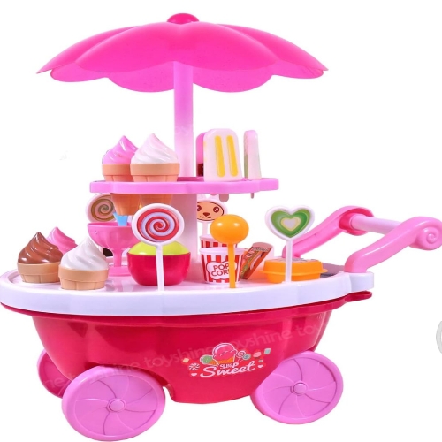 Ice Cream Pretend Play Kitchen Play Cart Kitchen Set Toy for Boys and Girls, Birthday Gift for 3 4 5 Year Candy Toy