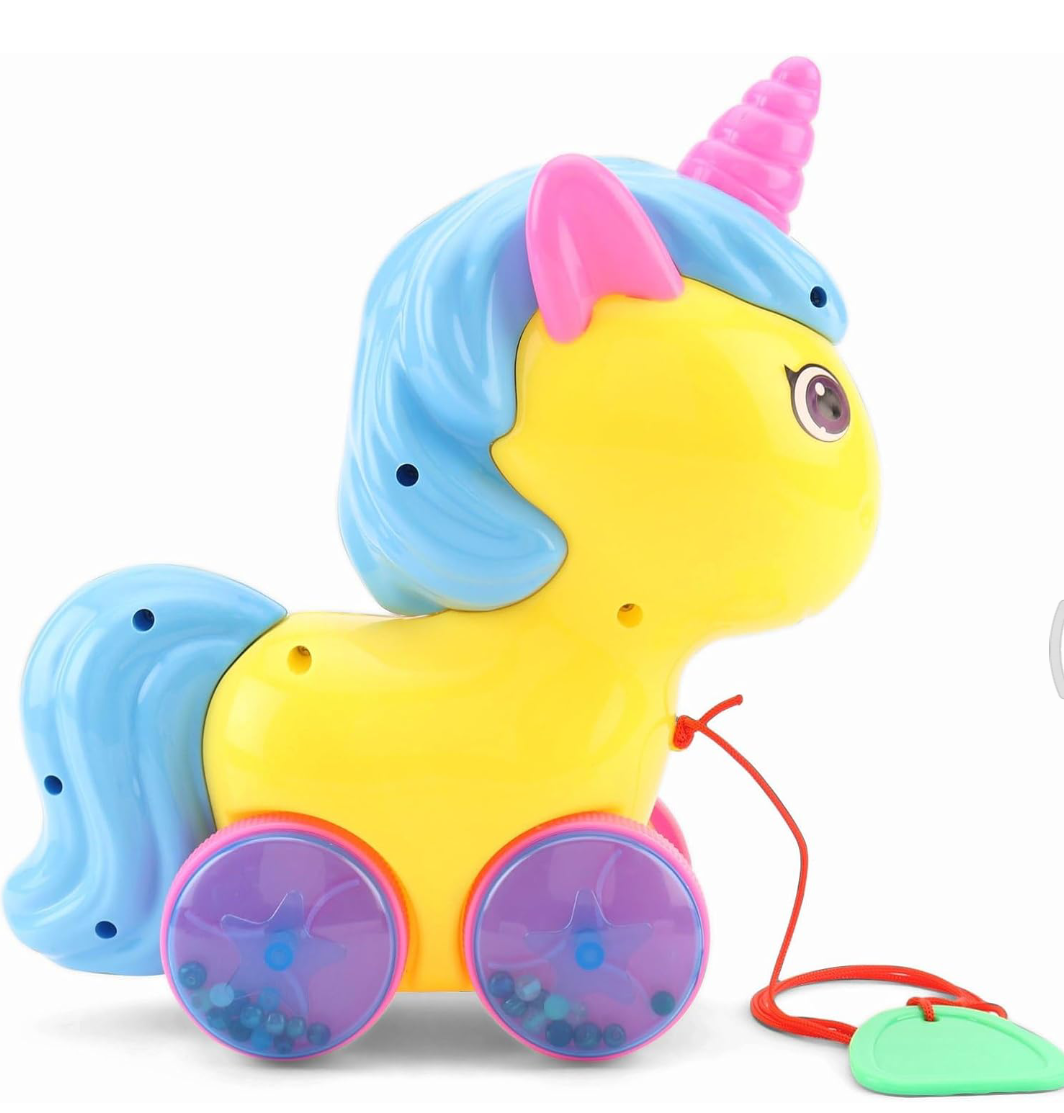 Unicorn Pull Along Toy (Colour &amp; Design May Vary)
