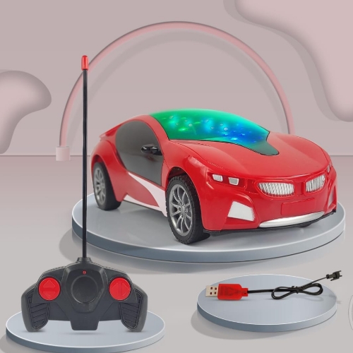 Remote Control Car Chargeable 3D Remote Control Lighting Famous Car Remote Car for Kids 4 Function Racing Car (3+ Years, Red)