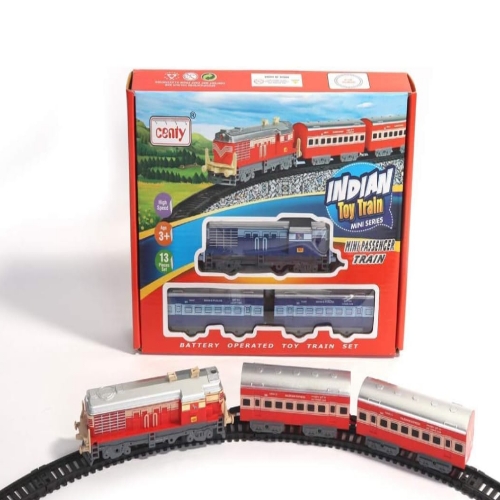 Indian Passenger Toy Train Set | Battery Operated Train Railway Tracks for Kids | Toy Train | Train Toys for Kids 3+ Years Small Passenger Train Red And Blue Asorted Colour